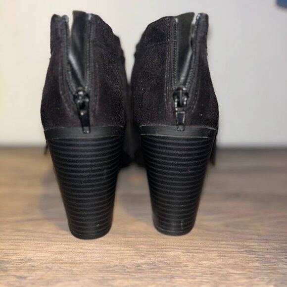 Fringe Black Peep Toe Wedge - Picture 3 of 4